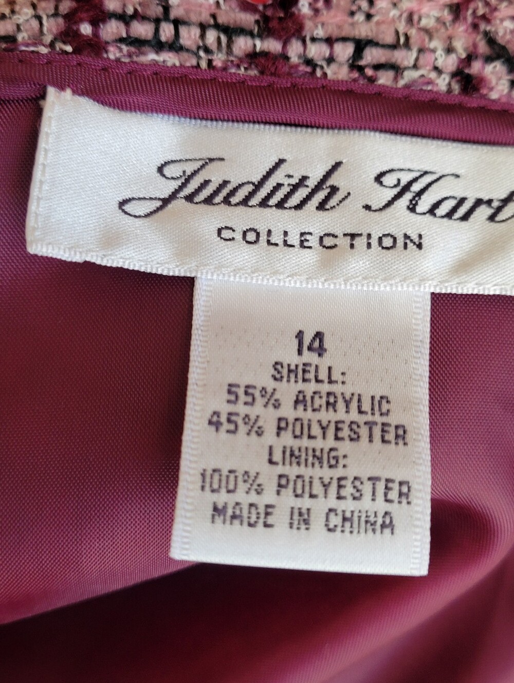 Judith Hart Collection Pink Tweed A Line Skirt Size 14 Zipper NWT Retail $59.00 - Picture 10 of 11